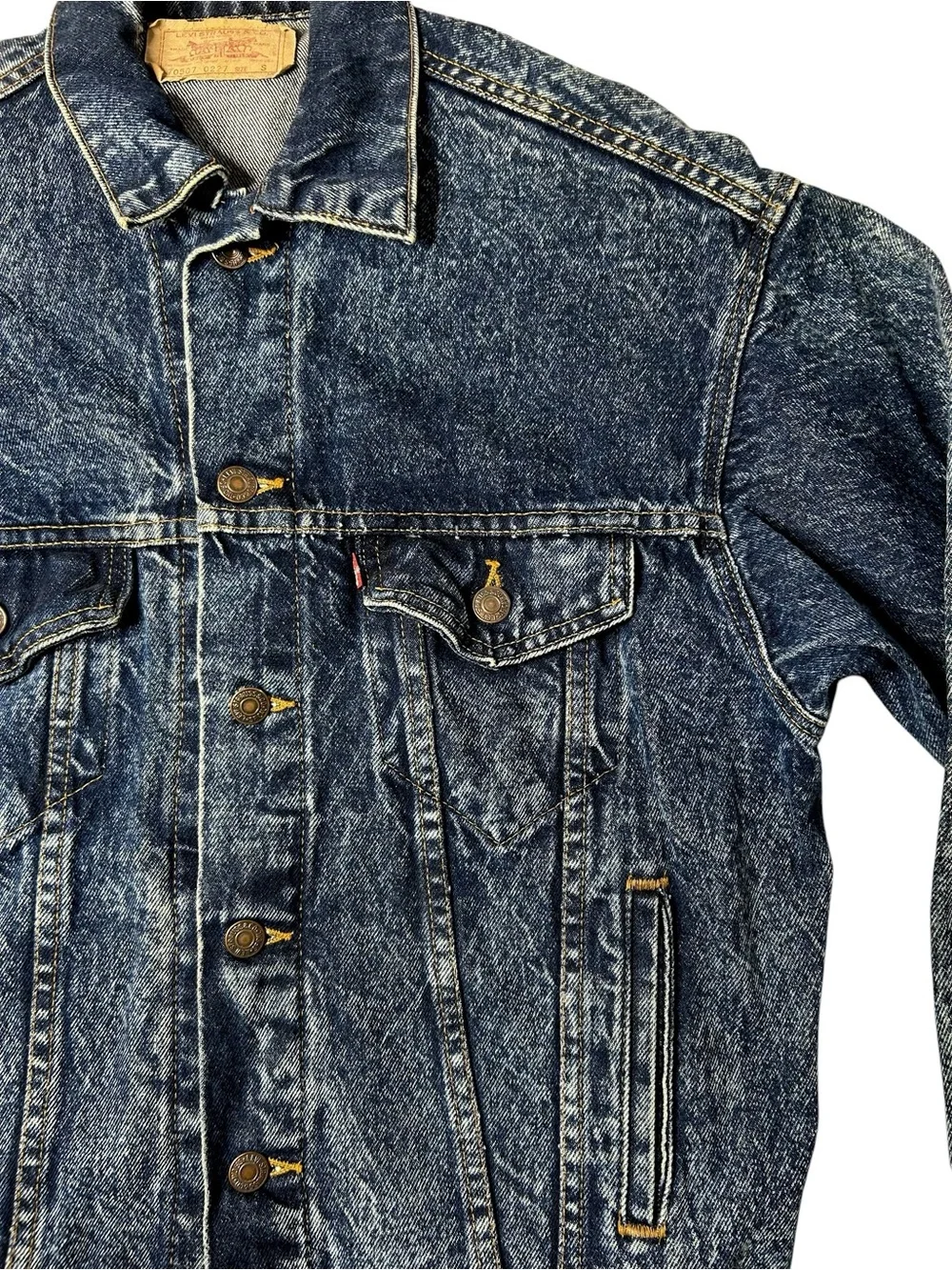Vintage Levi's Type III 70507 Acid Wash Denim Trucker Jacket USA Small - Picture 4 of 15